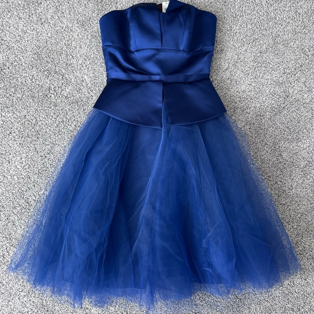 NWT! $650 Nha Khanh Navy Blue Strapless Tulle Dress Size 6 Party Wedding Prom